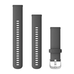 Silikonowy pasek Garmin Vivoactive 4 (22mm) - ciemnoszary ze srebrnym zapięciem [010-12932-20]