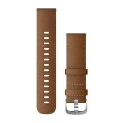 Skórzany pasek Garmin Vivoactive 4 (22mm) - brązowy ze srebrnym zapięciem [010-12932-24]