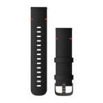 Skórzany pasek Garmin Vivoactive 4 (22mm) - czarny z popielatym zapięciem [010-12932-25]