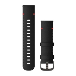 Skórzany pasek Garmin Vivoactive 4 (22mm) - czarny z popielatym zapięciem [010-12932-25]