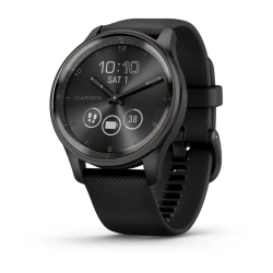 Garmin vivomove Trend Niebieskoszara ramka ze stali nierdzewnej z czarną kopertą i silikonowym paskiem 010-02665-00