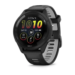 Garmin Forerunner 265 Czarna ramka i koperta z czarnym/jasnoszarym silikonowym paskiem 010-02810-10