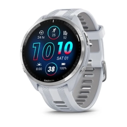 Garmin Forerunner 965 Tytanowa ramka z kopertą w kolorze mlecznego kwarcu z paskiem w kolorze białym/jasnoszarym 010-02809-11