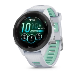 Garmin Forerunner 265s Czarna ramka z kopertą w kolorze mlecznego kwarcu z silikonowym paskiem w kolorze mlecznego kwarcu/mięty 010-02810-14