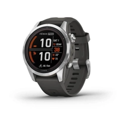 Garmin Fenix 7S Pro Solar Silver z grafitowym paskiem 010-02776-01