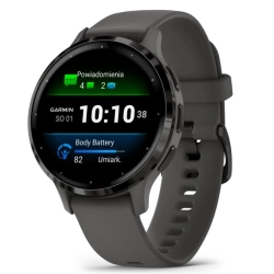 Garmin Venu 3S Bezel ze stali nierdzewnej w kolorze slate z kopertą w kolorze pebble gray i silikonowym paskiem 010-02785-00