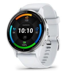 Garmin Venu 3 Srebrny bezel ze stali nierdzewnej z kopertą w kolorze whitestone i silikonowym paskiem 010-02784-00