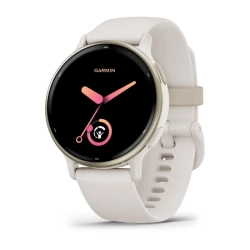 Garmin Vivoactive 5 Aluminiowy bezel w kolorze Cream Gold z kopertą w kolorze Ivory i silikonowym paskiem 010-02862-11