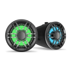 Głośniki morskie Fusion® z serii XS do montażu na wieży wakeboardowej, 6,5-calowy szary głośnik sportowy do montażu na wieży wakeboardowej o mocy 200 W z podświetleniem RGB LED 010-02583-01 