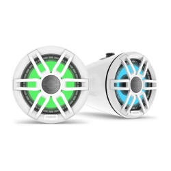 Głośniki morskie Fusion® z serii XS do montażu na wieży wakeboardowej, 6,5-calowy biały głośnik do montażu na wieży wakeboardowej o mocy 200 W z podświetleniem RGB LED  010-02583-00