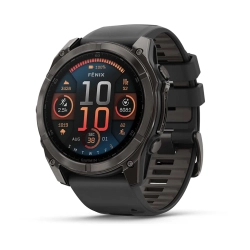 Garmin Fenix 8 — 51 mm AMOLED Sapphire, Carbon grey DLC z paskiem silikonowym w kolorze czarnym / Pebble grey 010-02905-21