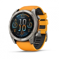 Garmin Fenix 8 51 mm AMOLED Sapphire Tytanowy z Pomarańczowo-szarym paskiem 010-02905-11