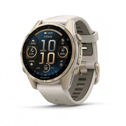 Garmin Fenix 8 43 mm AMOLED Sapphire Soft gold z piaskowo-beżowym paskiem 010-02903-11