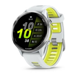 Garmin Forerunner® 970 Tytanowy z kopertą w kolorze Whitestone i półprzezroczystym paskiem w kolorze Whitestone/Amp yellow 010-02969-11