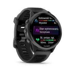 Garmin Forerunner 570 47 mm Aluminiowy w kolorze Slate Grey z półprzezroczystym paskiem w kolorze Black/Black 010-02971-00