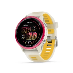 Garmin Forerunner 570 42 mm Aluminiowy w kolorze Raspberry z półprzezroczystym paskiem w kolorze Bone/Mango 010-02970-02