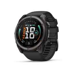 Garmin Fenix 9 51 mm Tytanowy w kolorze Carbon Gray z powłoką (DLC) z silikonowym paskiem w kolorze Black [010-04763-11]